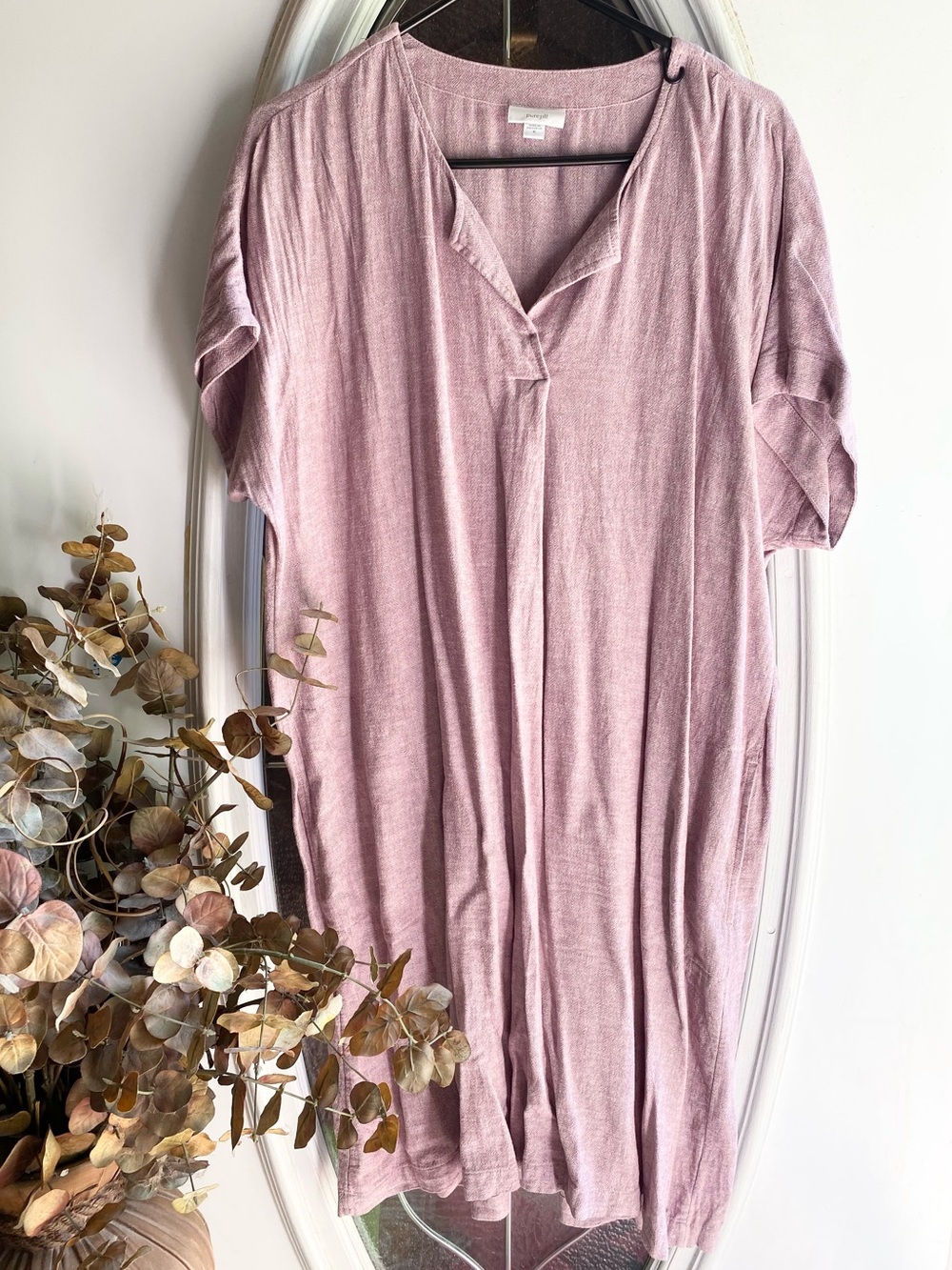 J. Jill Dusty Rose Short Sleeve V-Neck Dress Soft and lovely
